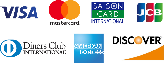 Visa・MasterCard・セゾンカード ・JCB・American Express・Diners・Discover